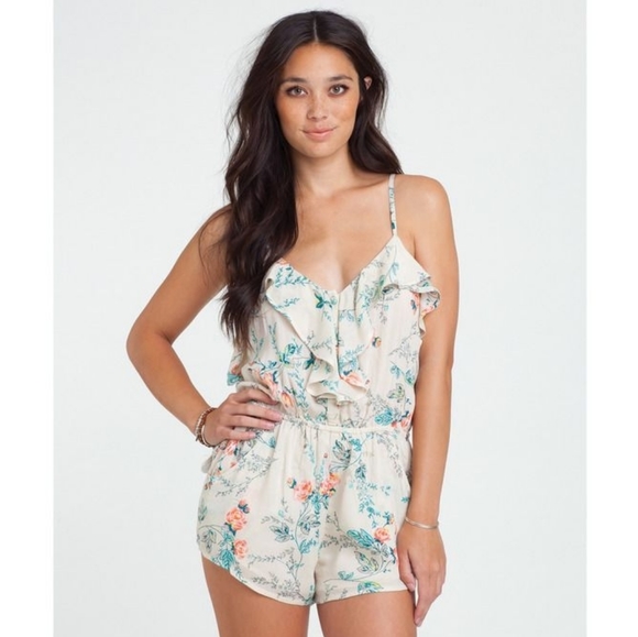 Billabong floral spaghetti strap ruffle romper - Picture 1 of 4